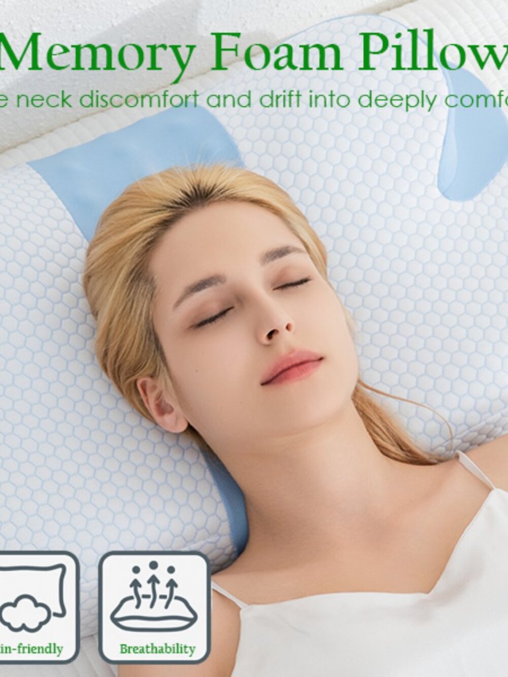 Cervical Memory Foam Pillow Dual Height Neck Support NEW
